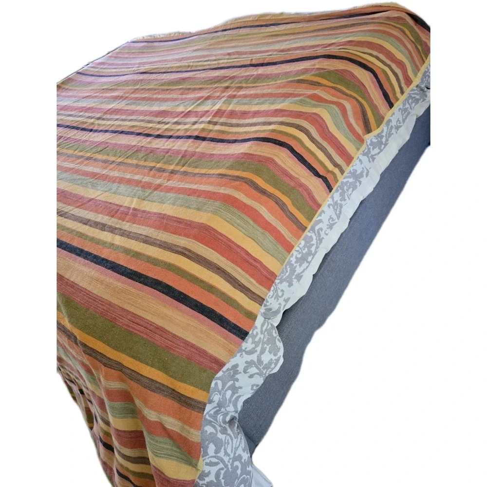 Pottery Barn King Duvet Cover Foundations Logan Stripe Orange Multicolor Stripe